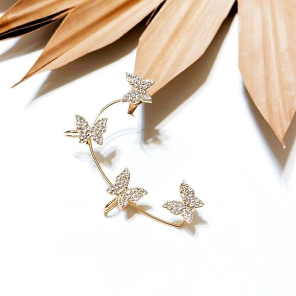 Gold Butterfly cuff earring - Picture 2 of 4